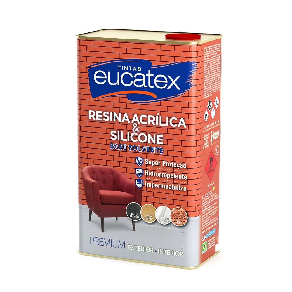 Eucatex Resina Acrílica Premium Brilho Incolor 5Litros