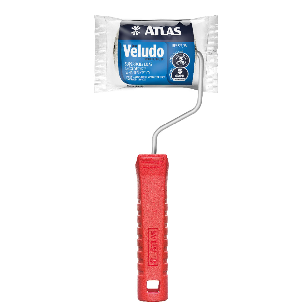 Rolo Veludo Lã Natural 5cm Com Cabo Atlas