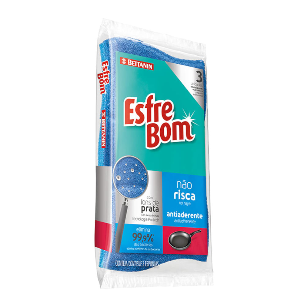 Esponja Esfrebom Bettanin Não Risca 03 Peças