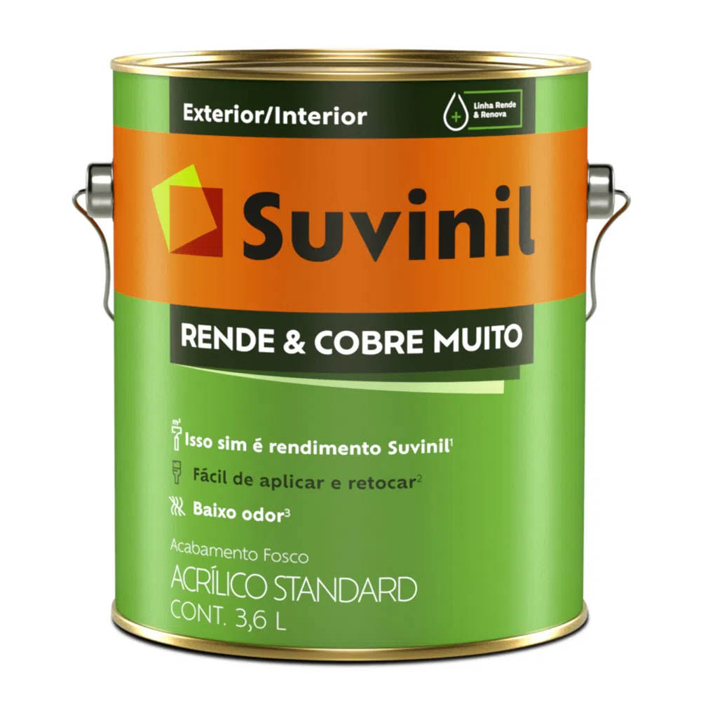 Tinta Acrílica Suvinil Rende e Cobre Muito Standard 3,6L