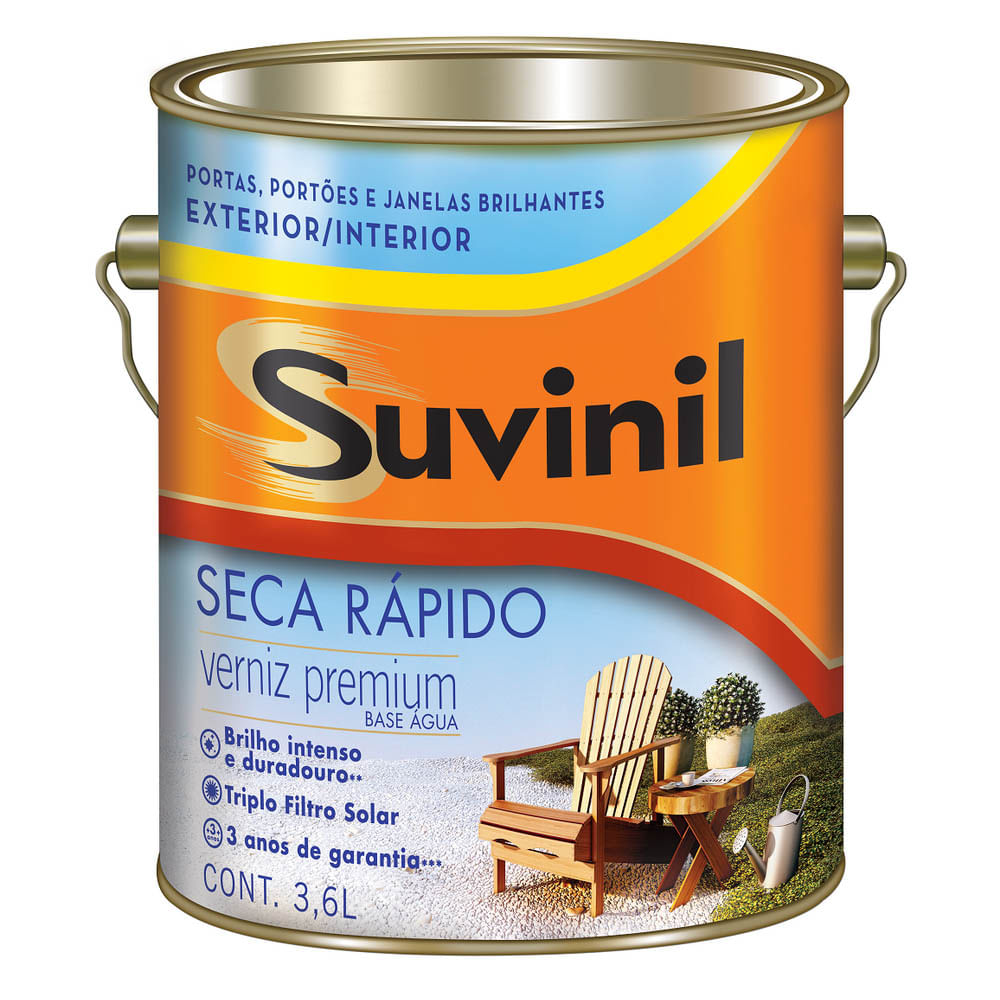 Verniz Seca Rápido Suvinil Base Água 3,6L