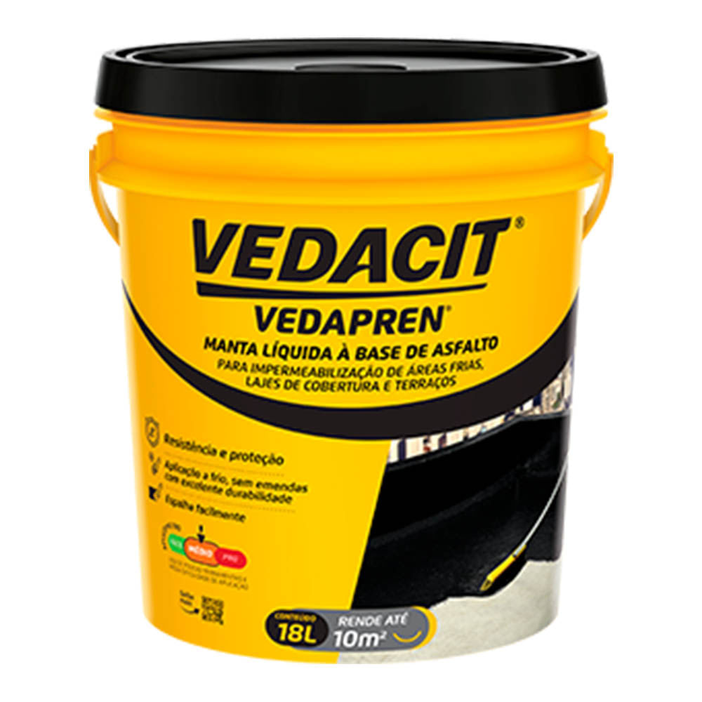 Manta Líquida Vedacit Vedapren Preto 18L