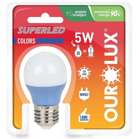 Lampada-Superled-Ourolux-S30-Color-E27-Azul-5W