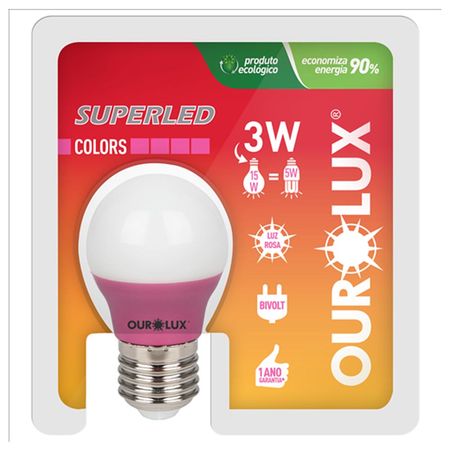 Lampada-Superled-Ourolux-S30-Color-E27-Rosa-5W