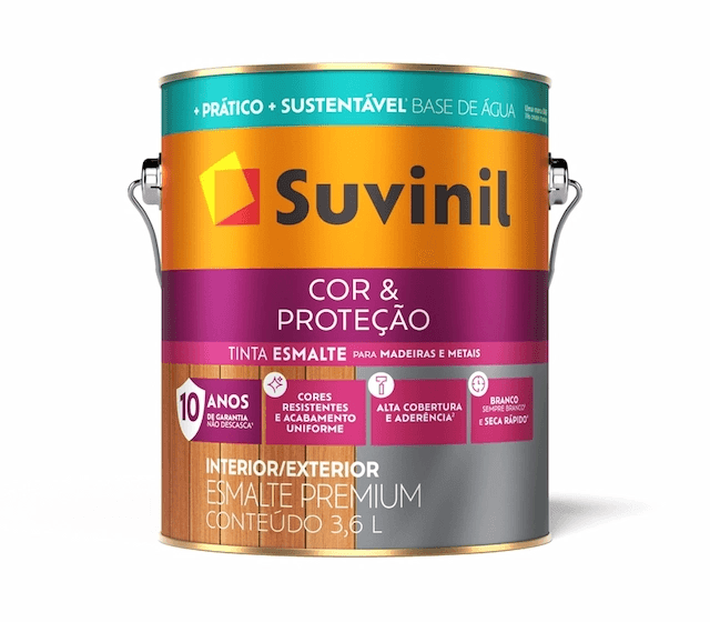 Esmalte Base Água Suvinil Seca Rápido Fosco Preto 3,6L
