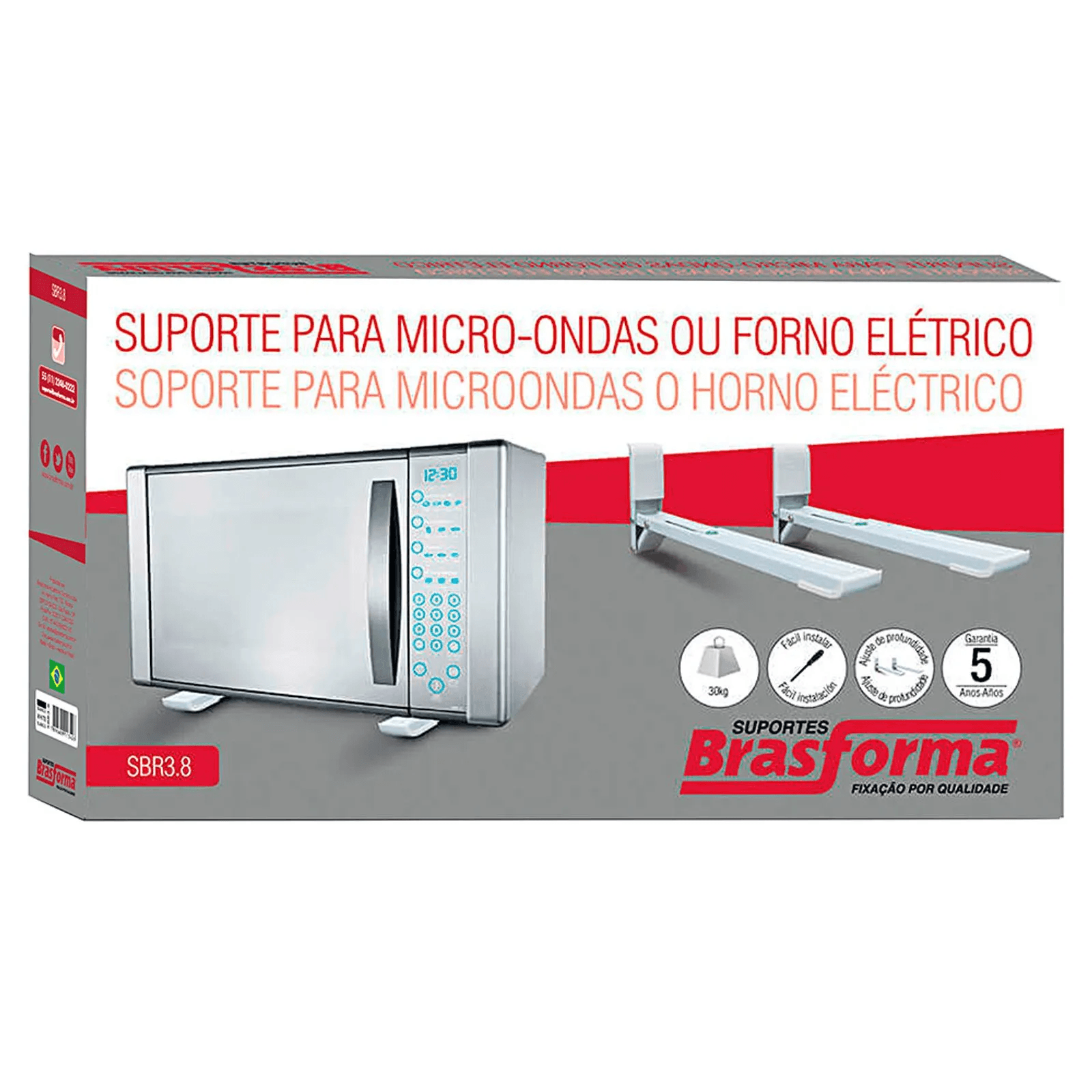 Suporte para Microondas e Forno de parede  Brasforma - Mod. 3,6 L branco
