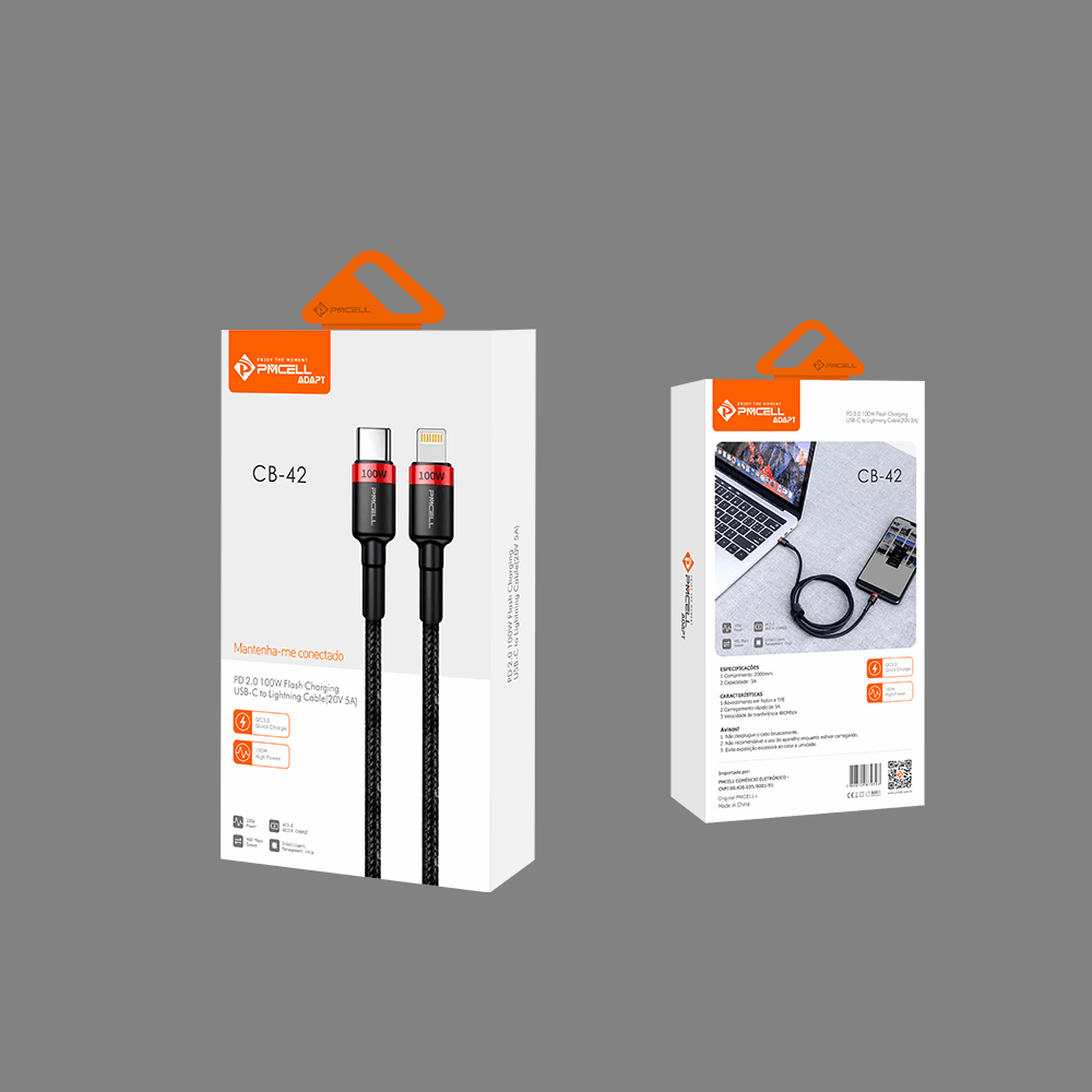 Cabo CB 42 – 2 metros -Tipo-C para Tipo-C – Quick Charge
