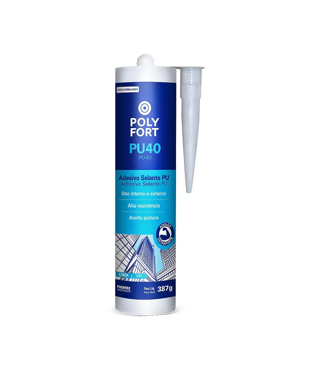 Adesivo Selante PU40 Polyfort Cinza Pulvitec 310ml